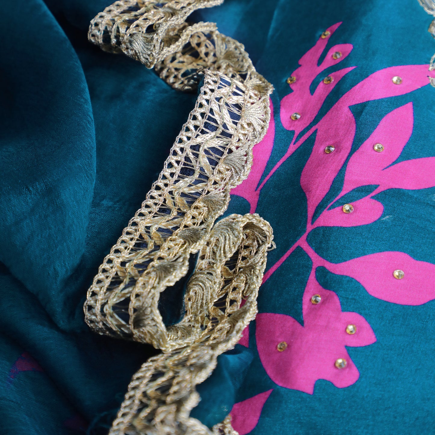 Blue Glass Organza Kurta Suit Set - Anilaa