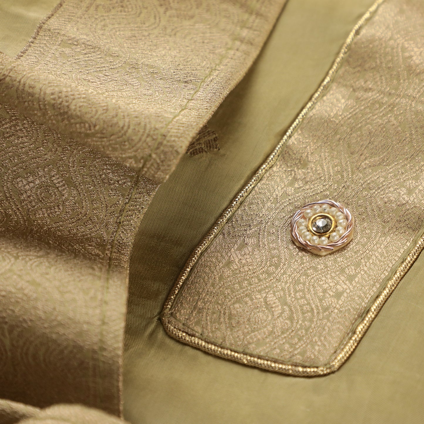 Light Pista Banarasi Suit Set - Dress Material