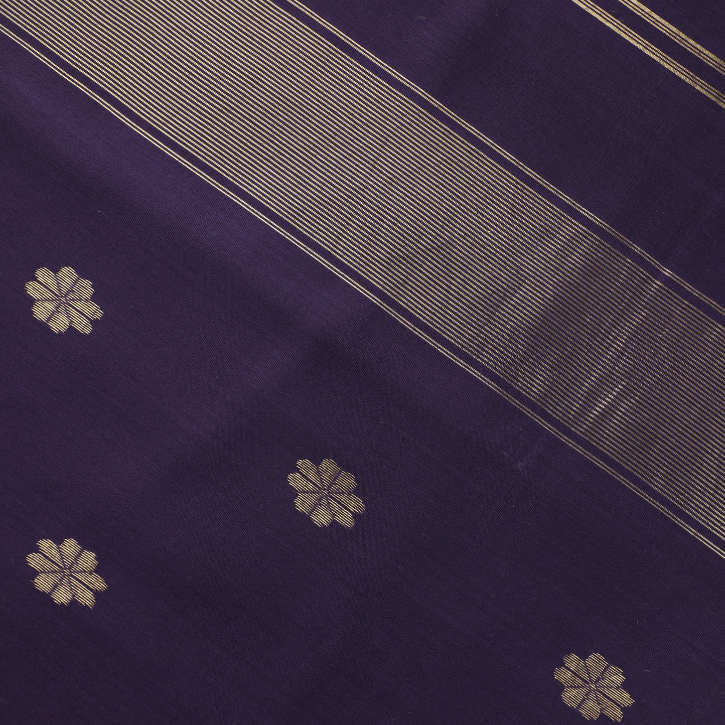 LAKSHANYA - Deep Purple Cotton Silk Maheshwari Saree with Floral Motifs