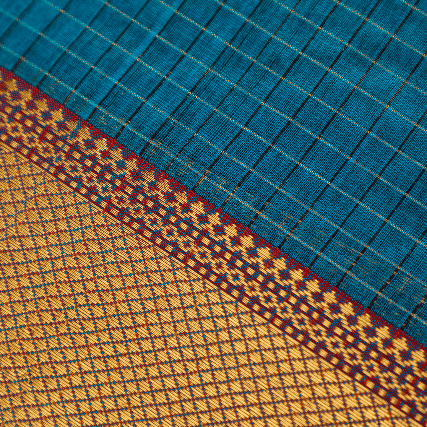 ROHINI - Blue Cotton Silk Maheshwari Saree