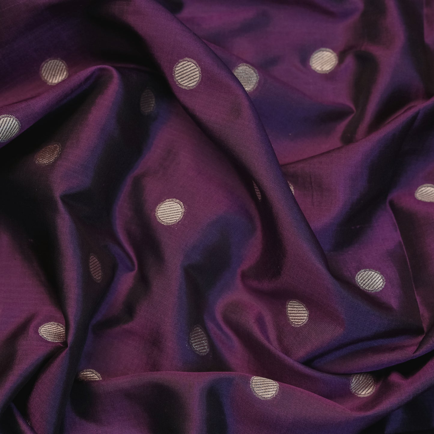 Banarasi Purple Silk Saree with Golden Buttis