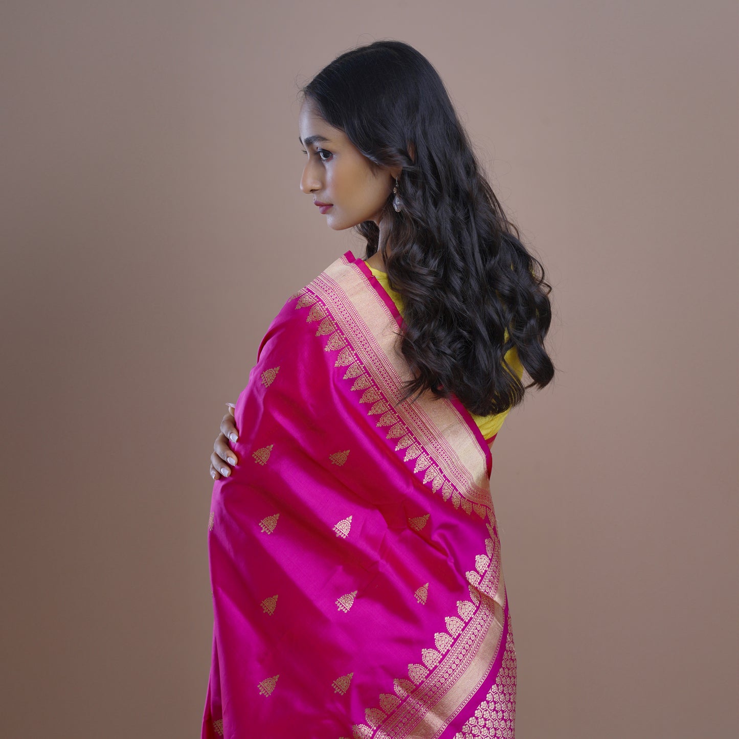 Fuchsia Pink Banarasi Saree - VAMIKA
