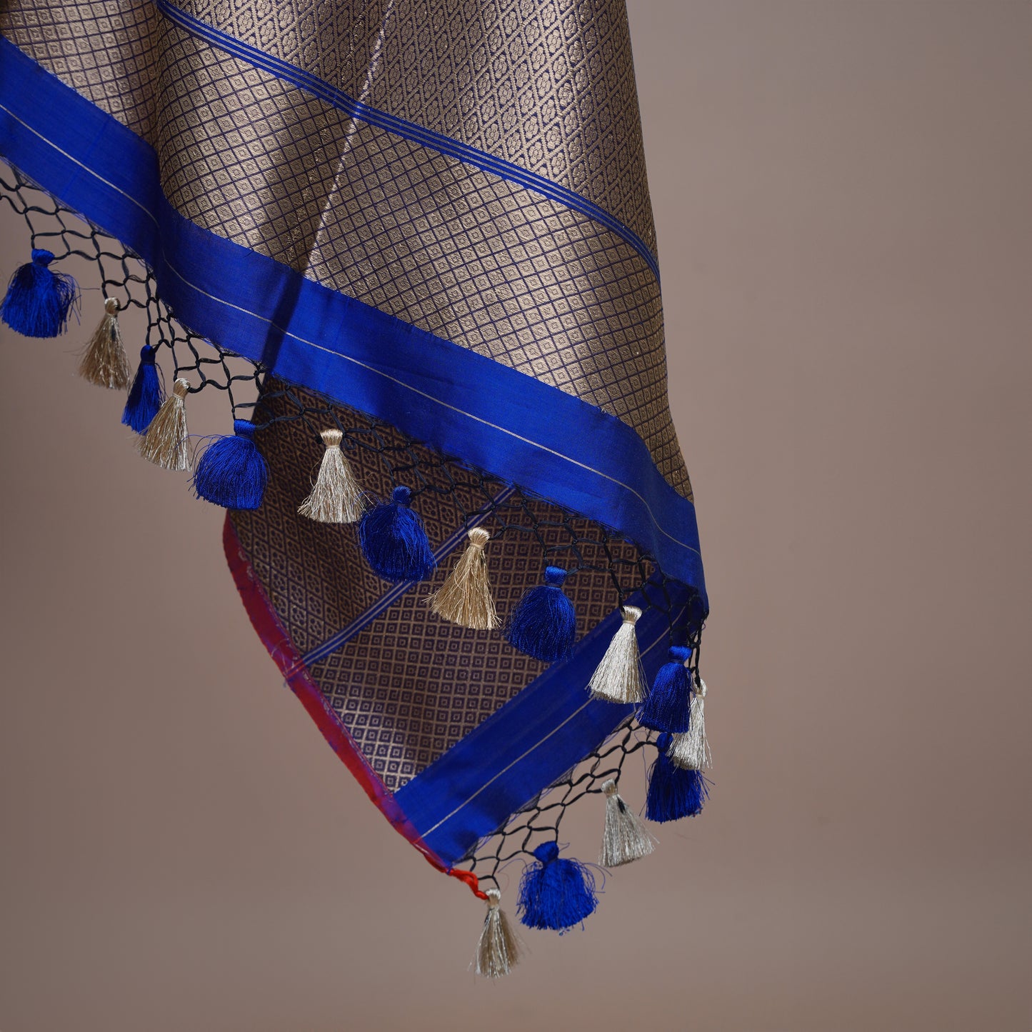 Banarasi Silk Royal Blue Saree with Tassel Pallu