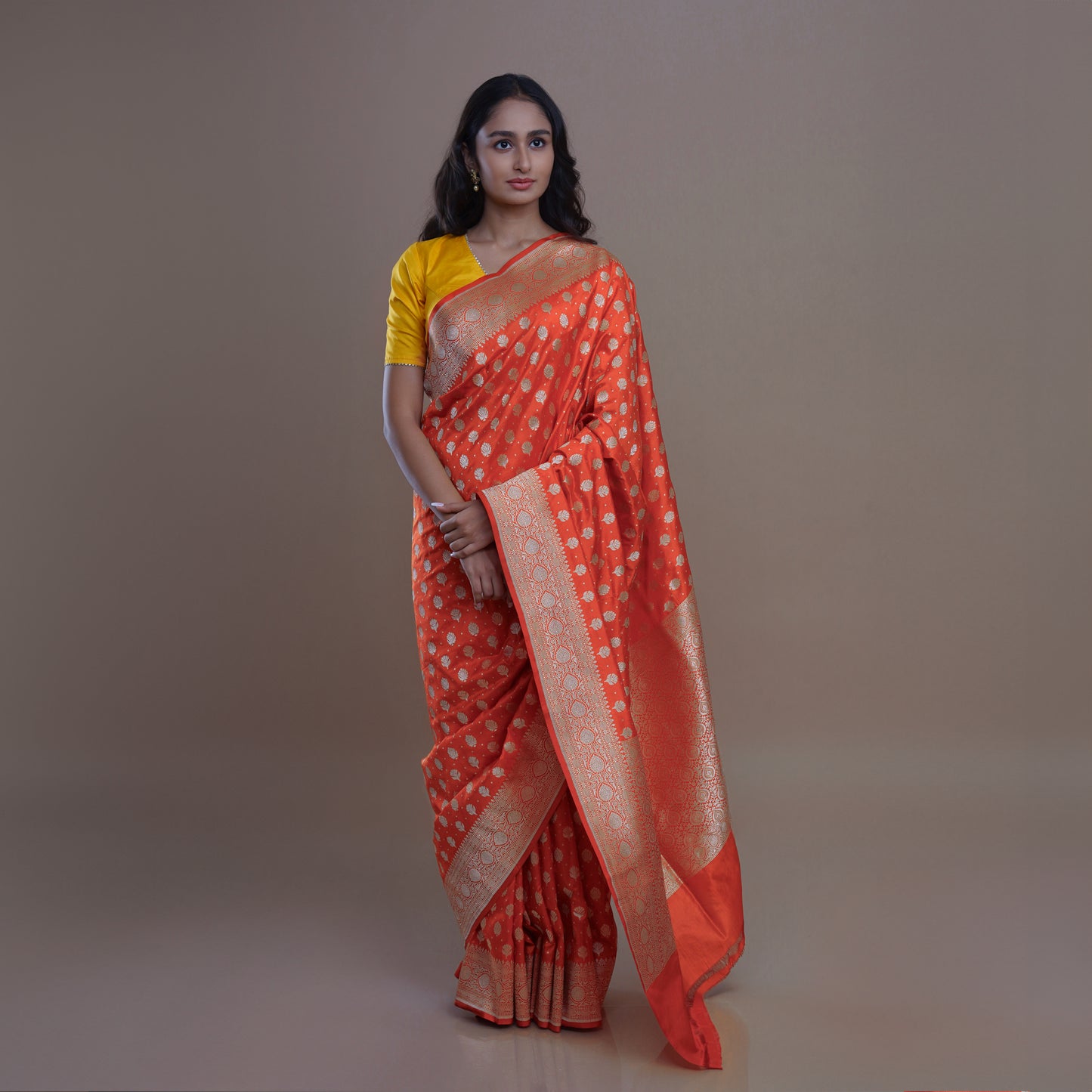 ANVIKA - Banarasi Rust Colour Silk Saree
