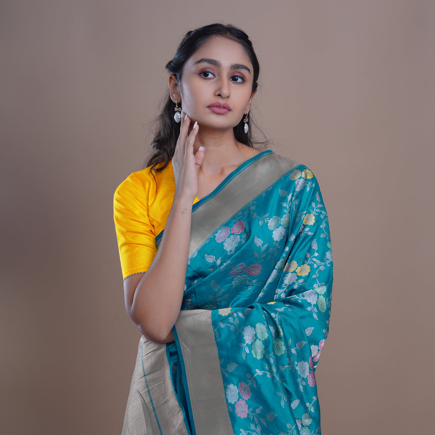 Electric Blue Banarasi Silk Saree