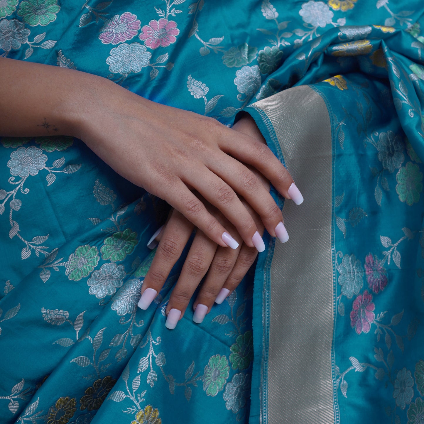 Electric Blue Banarasi Saree