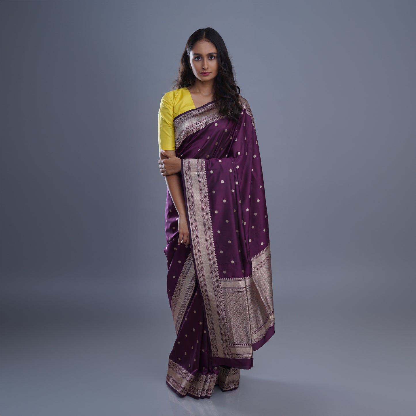 DIVYANKA - Pure Silk Purple Banarasi Saree