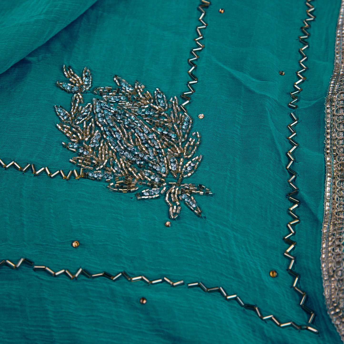 Turquoise Blue Organza Silk Kurta Suit Set