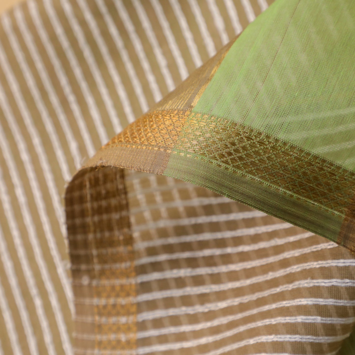 PRANJALI - Pista Green Cotton Silk Maheshwari Saree