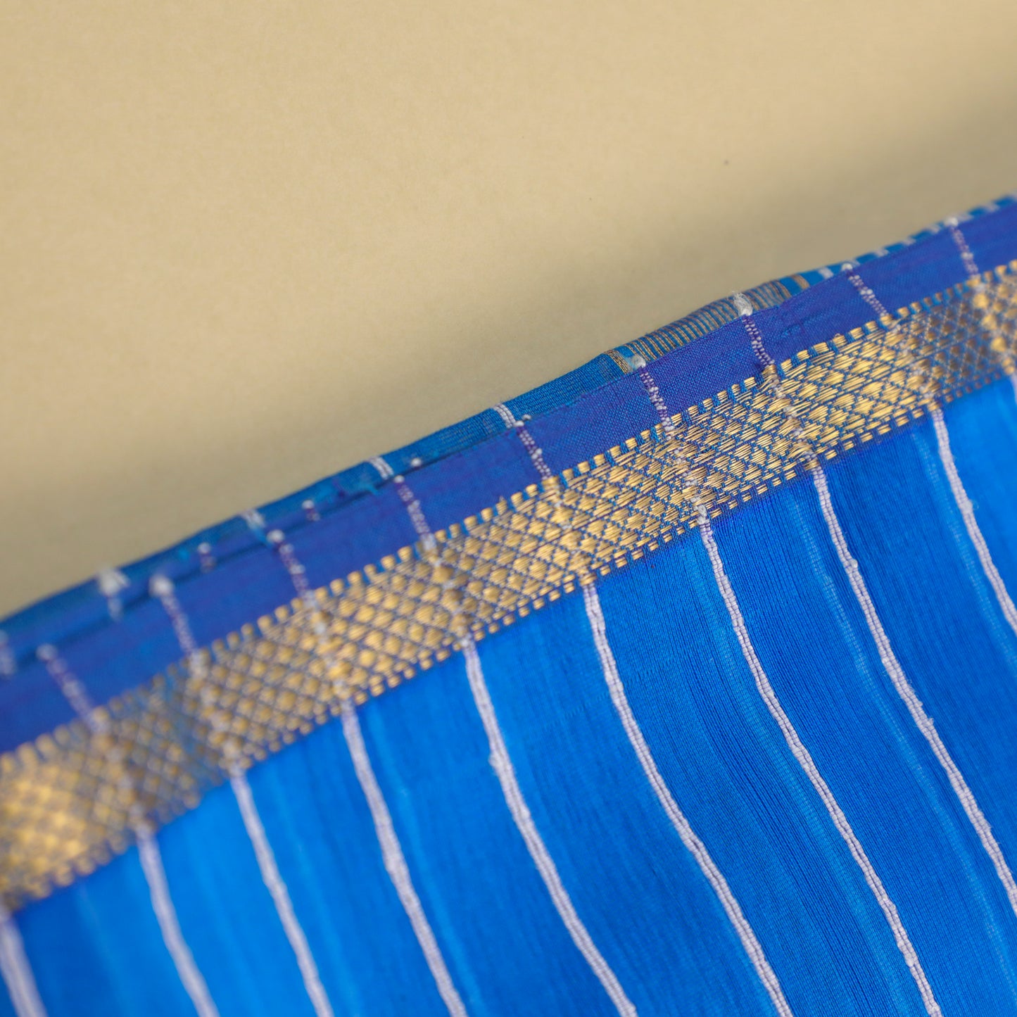 PREETI - T.Blue Cotton Silk Maheshwari Saree