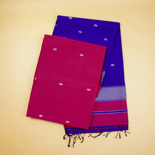 DEEPIKA - Pink Maheshwari Cotton Silk Saree with Contrast Pallu