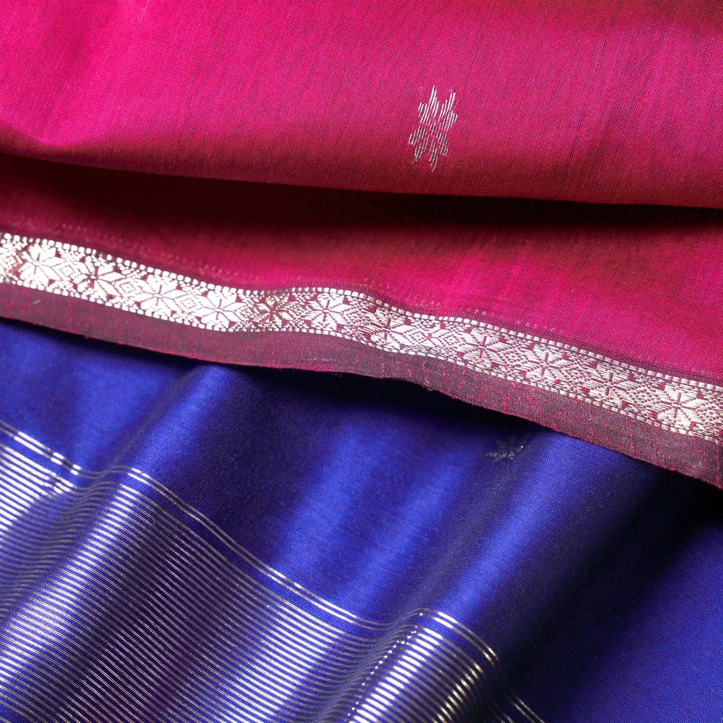 DEEPIKA - Pink Maheshwari Cotton Silk Saree with Contrast Pallu