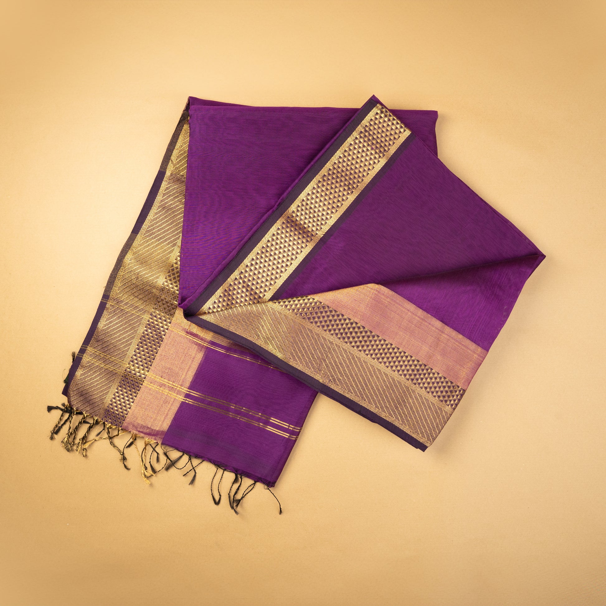Purple Color Cotton Maheshwari Silk Saree