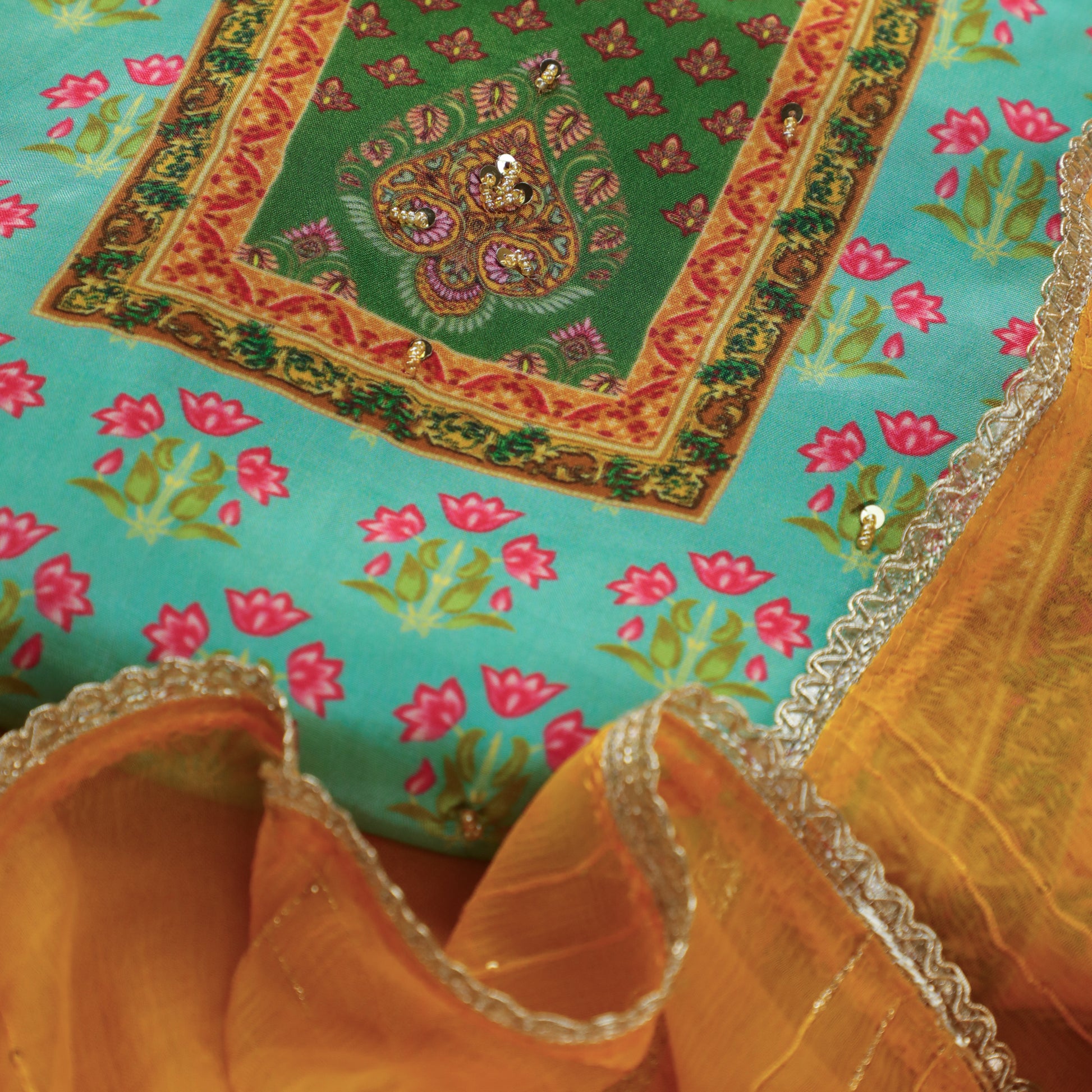 Mustard Yellow Kurta Suit Set - Dress Material