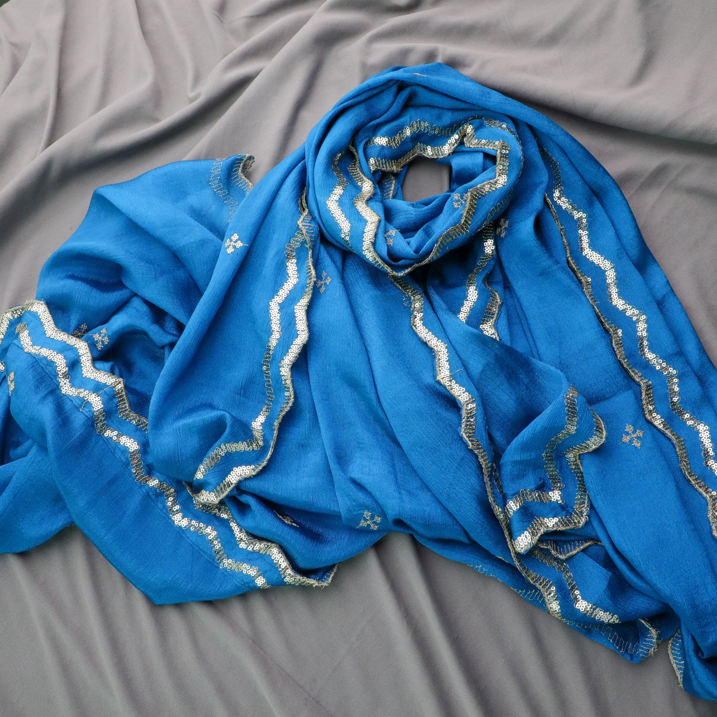 Blue Chinnon Dupatta - Anilaa