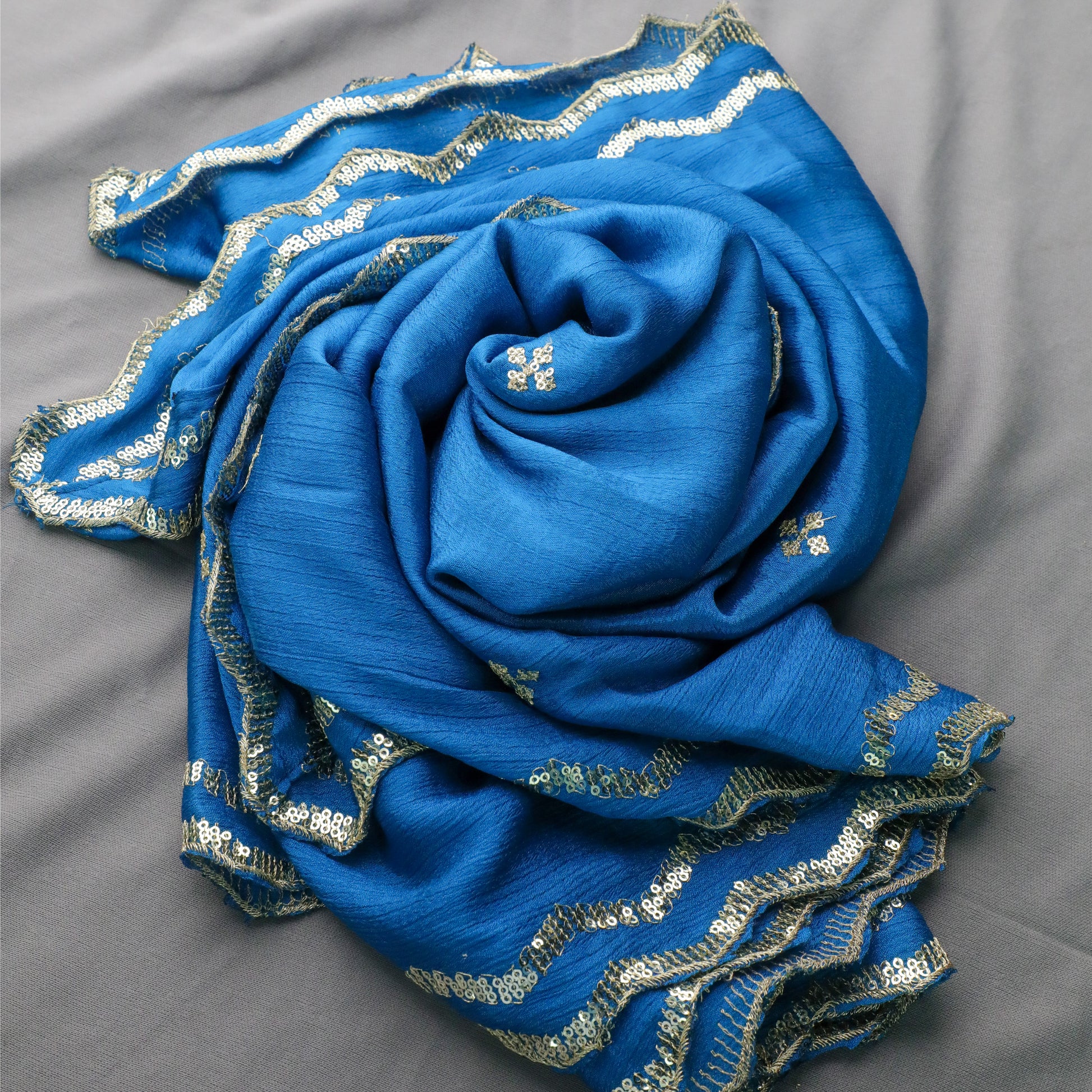 Turquoise Blue Colour Chinnon Dupatta