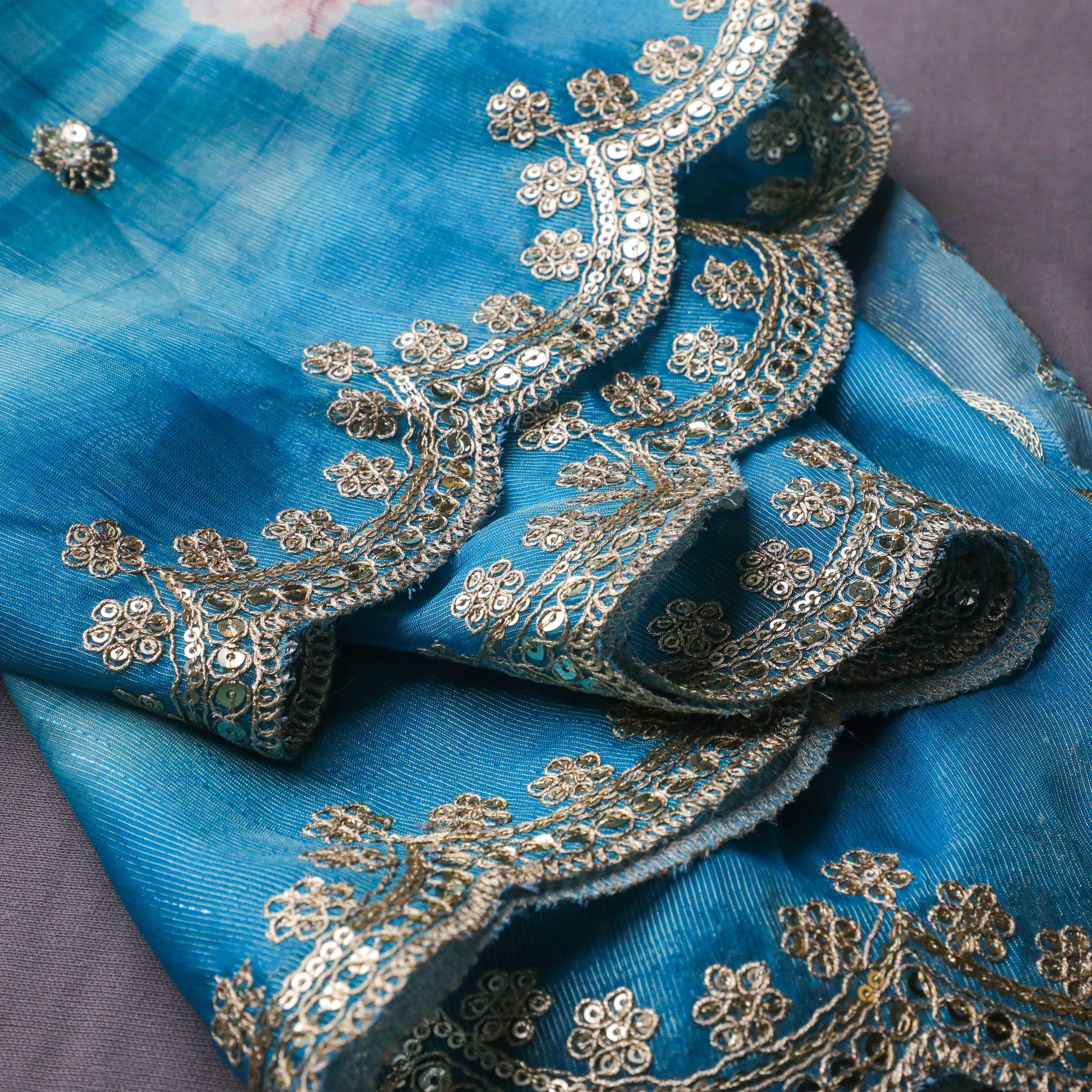 Blue Floral Digital Printed Dupatta