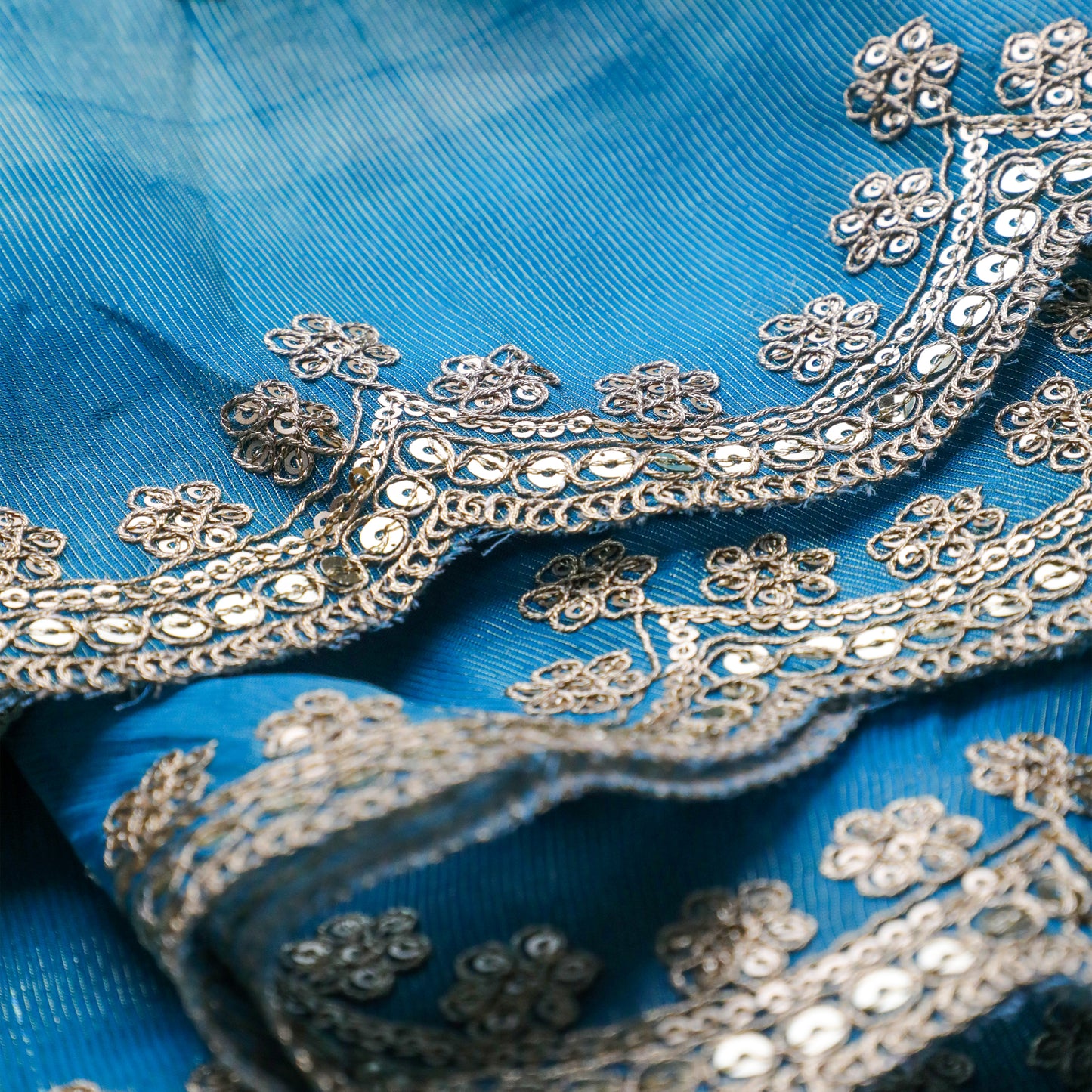 Turquoise Dupatta with Floral Print