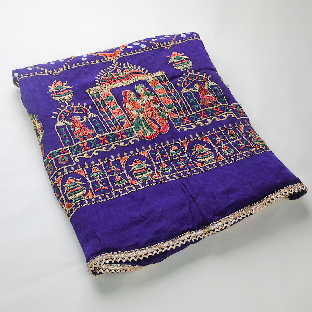 LAVANYA – Navy Blue Gajji Silk Dupatta