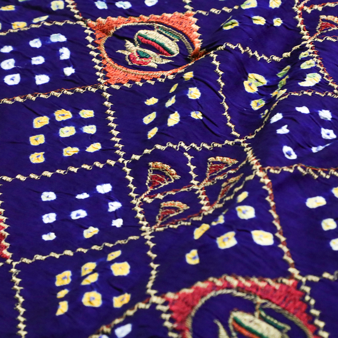 LAVANYA – Navy Blue Gajji Silk Dupatta