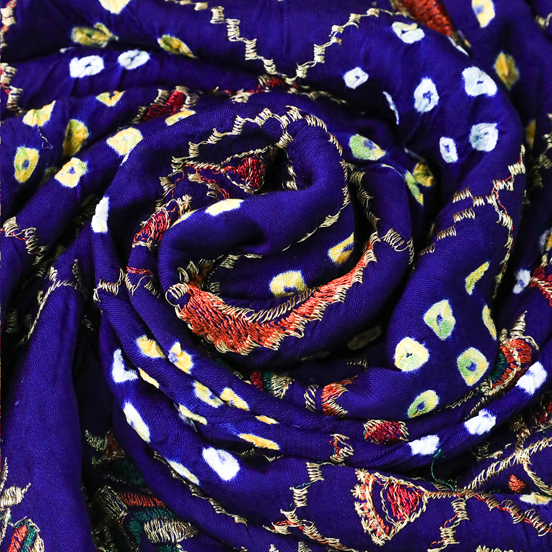 LAVANYA – Navy Blue Gajji Silk Dupatta