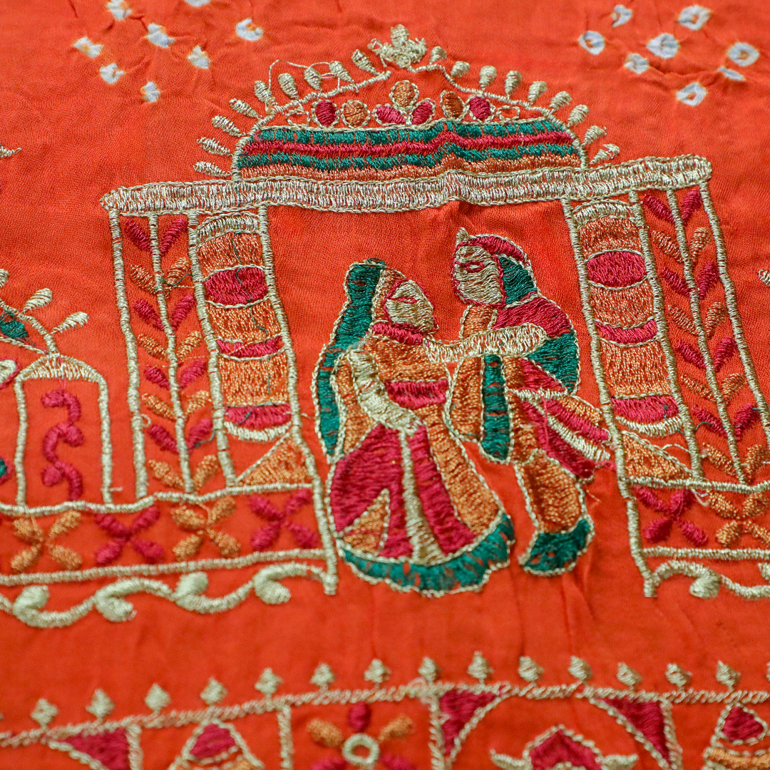 MIHIKA – Orange Gajji Silk Dupatta