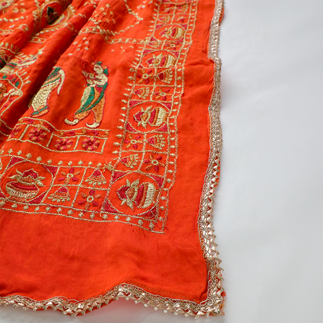 MIHIKA – Orange Gajji Silk Dupatta