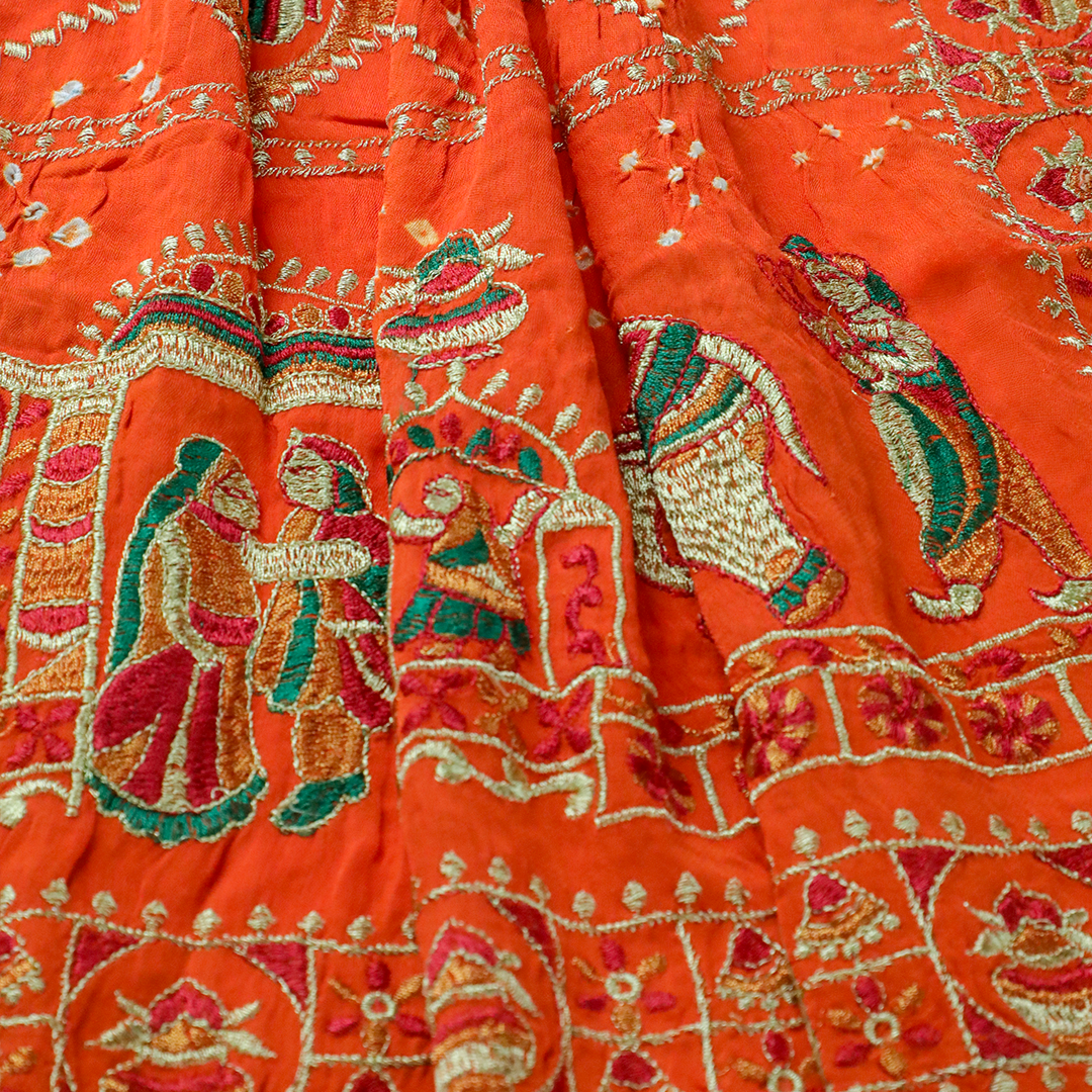 MIHIKA – Orange Gajji Silk Dupatta