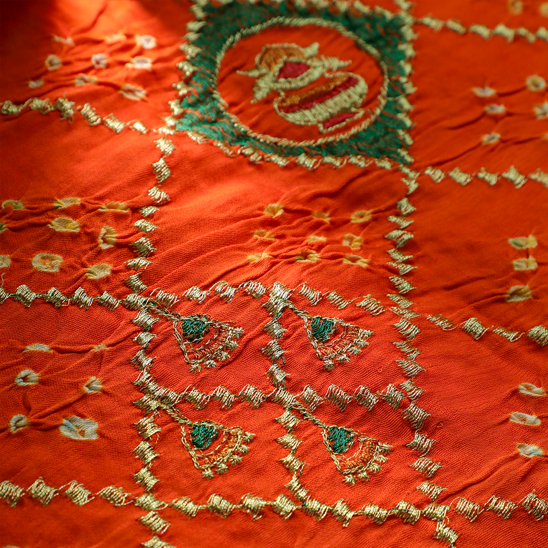 MIHIKA – Orange Gajji Silk Dupatta
