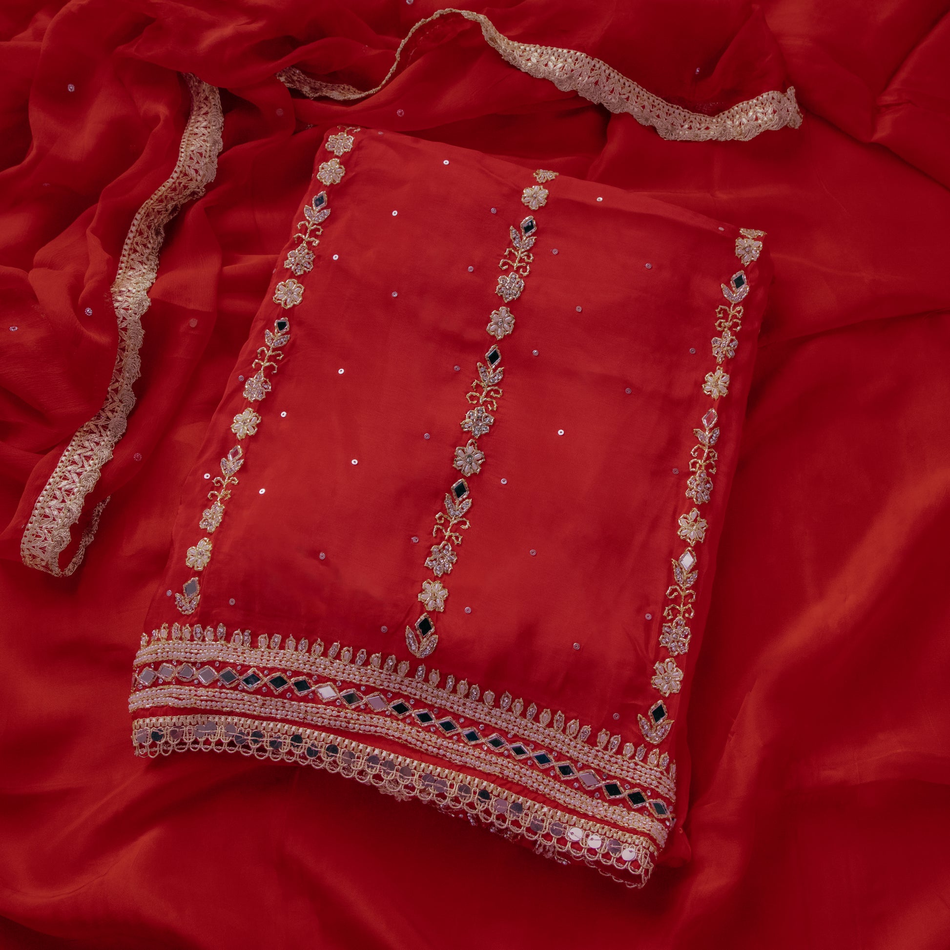 ANUPRIYA – Red Glass Organza Silk Suit Set