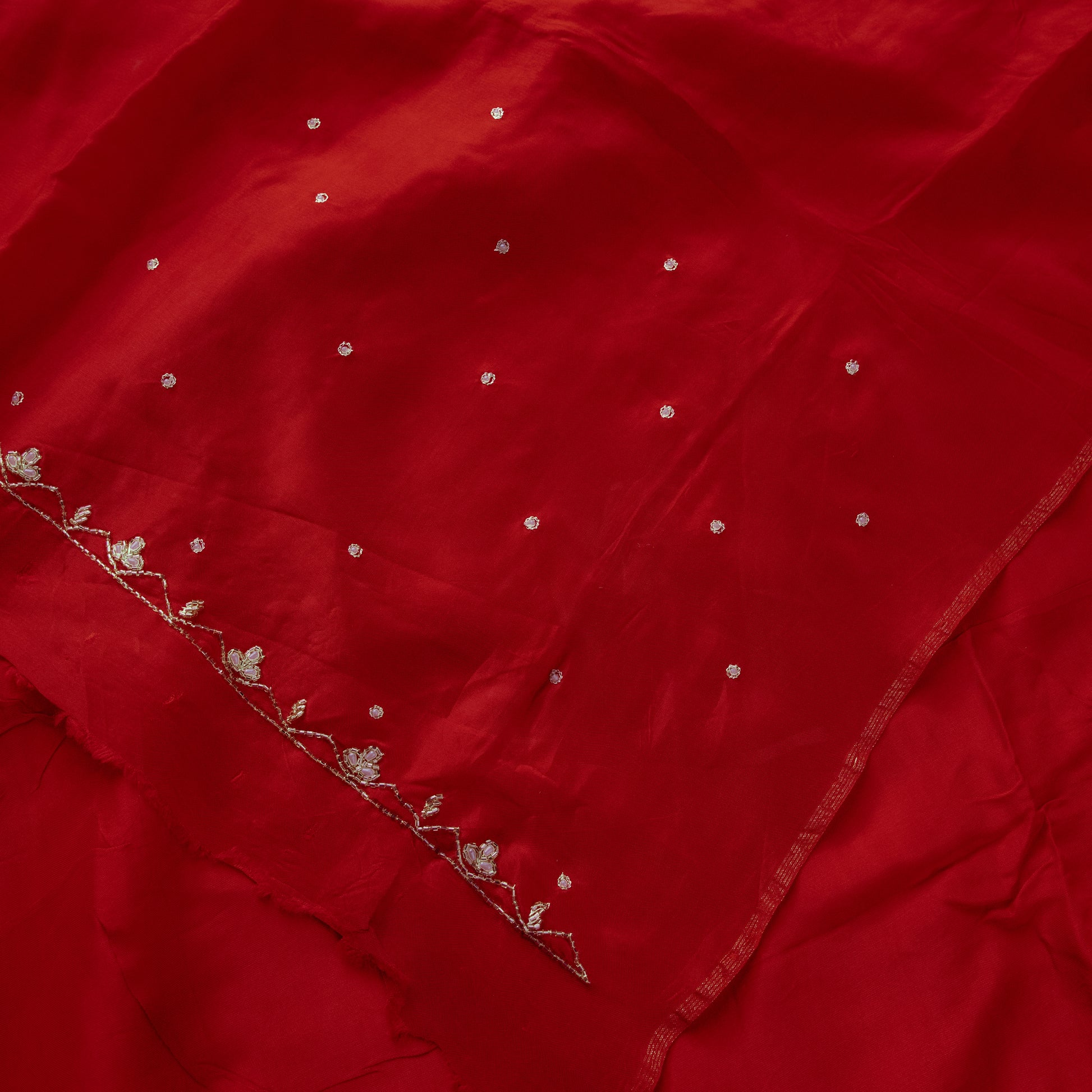 Red Glass Organza Silk Suit Set - Dress Material