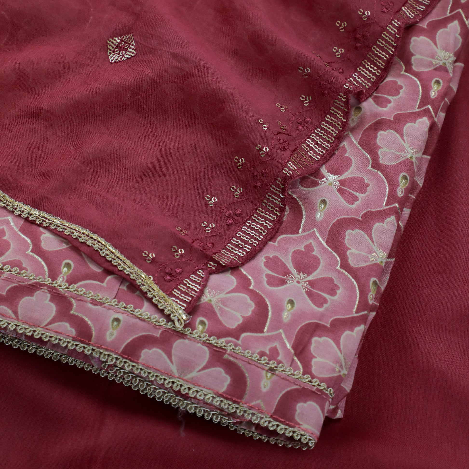 Coral Colour Muslin Kurta Suit Set