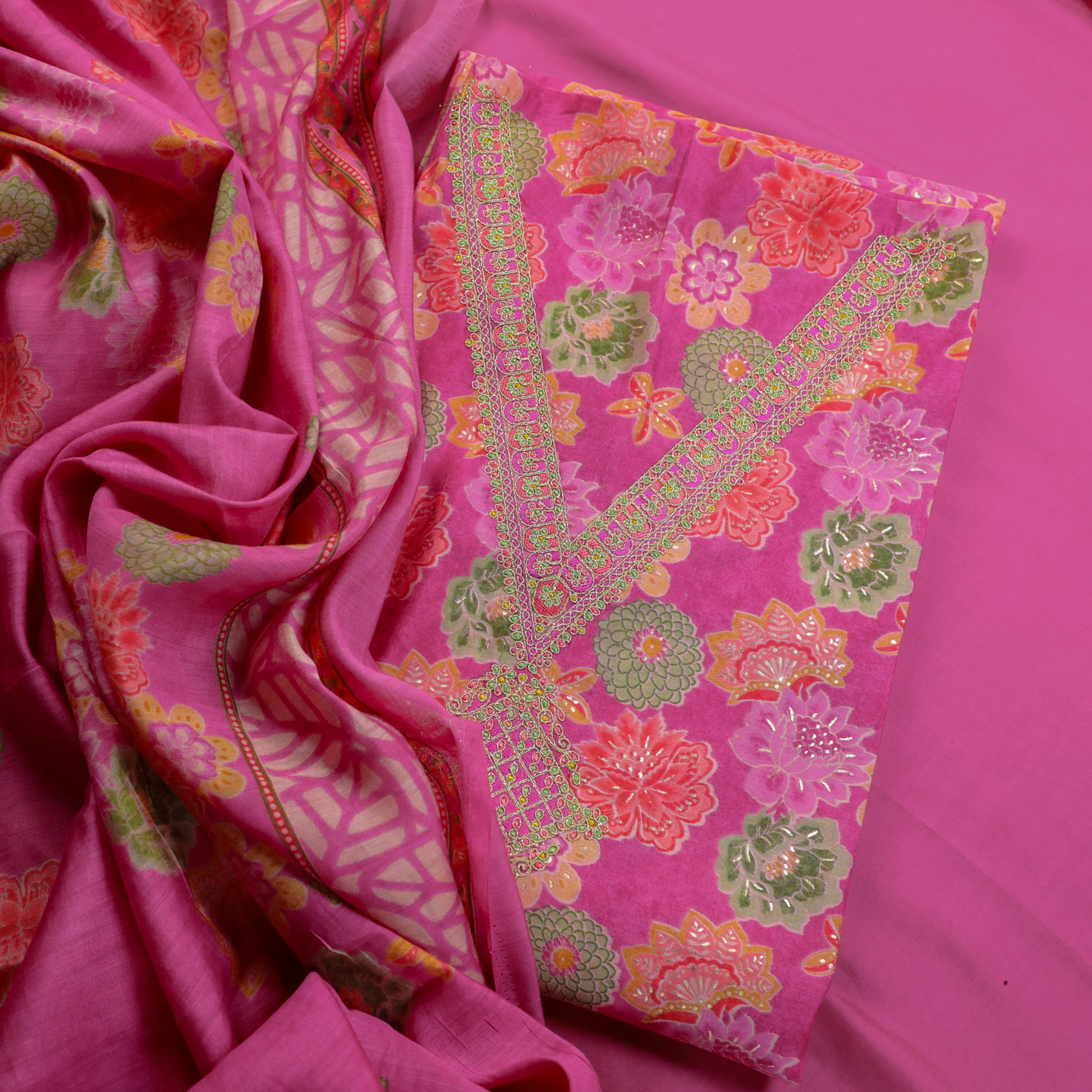 Bubble Gum Pink Modal Silk Kurta Suit Set