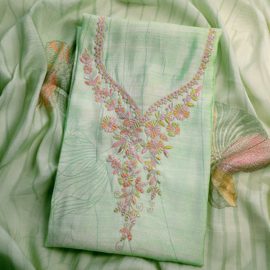 ASHWINI – Light Pista Linen Silk Suit Set