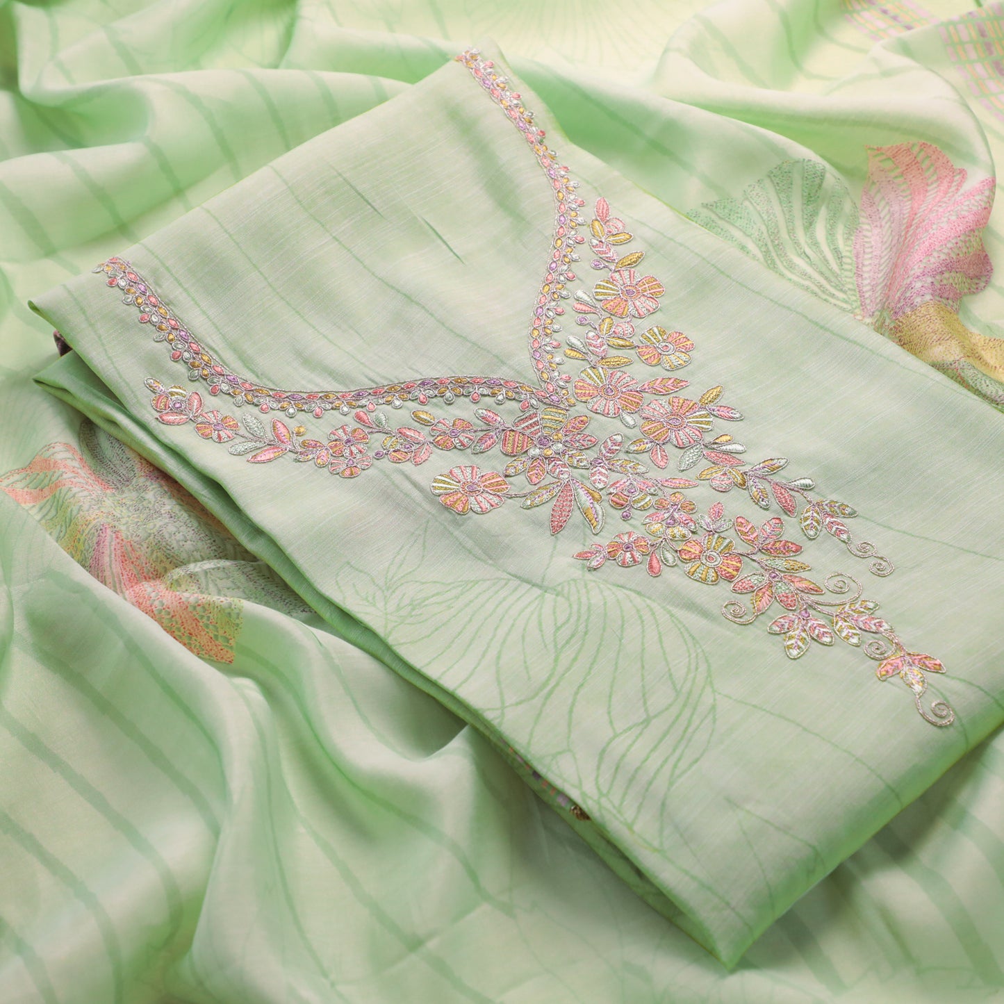 Light Pista Linen Silk Suit Set