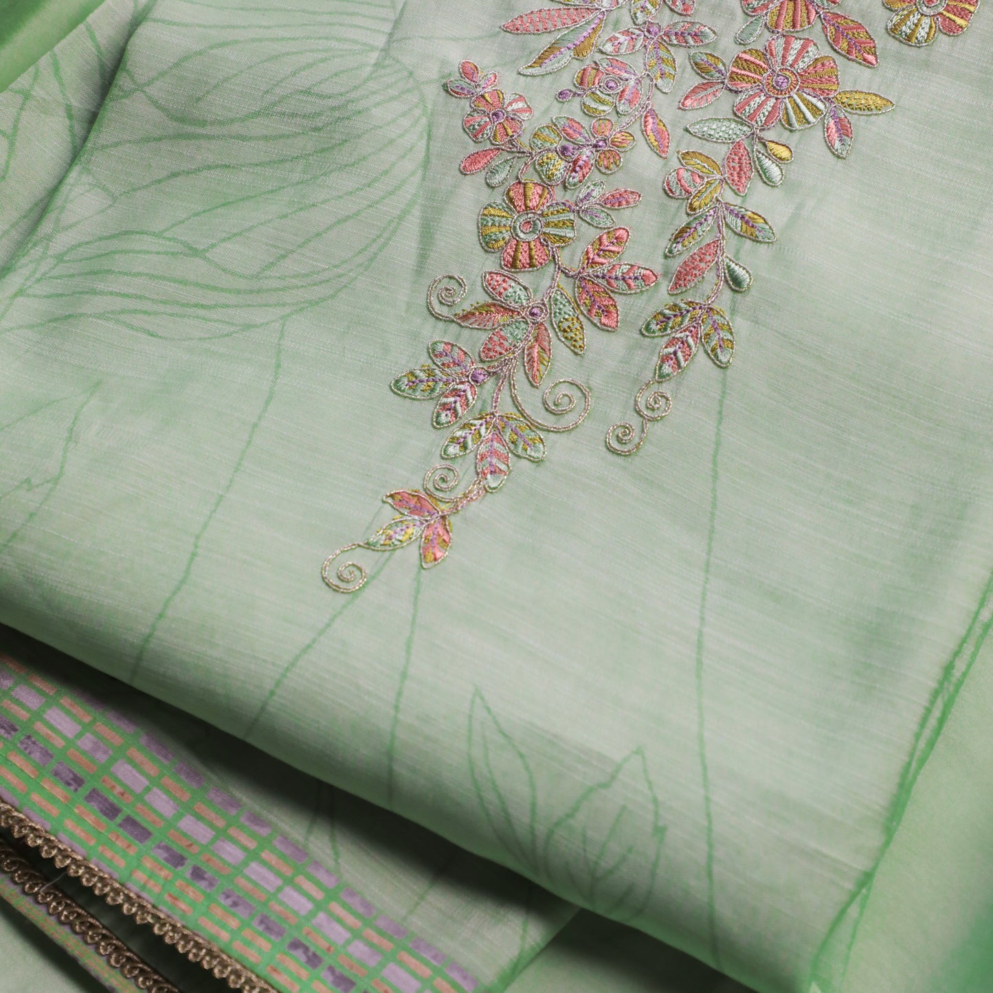 ASHWINI - Light Pista Linen Silk Kurta Suit Set