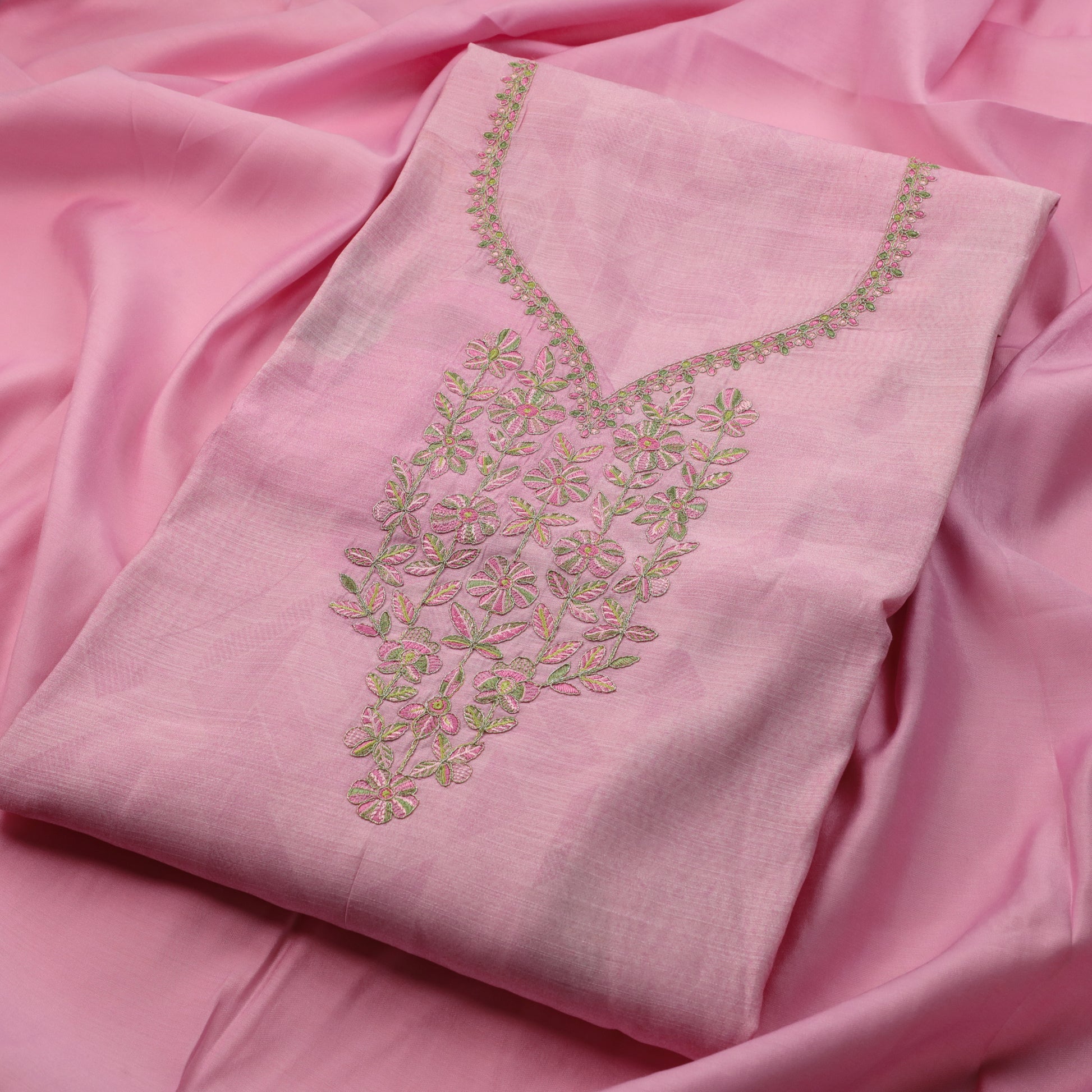 Baby Pink Linen Silk Kurta Suit Set