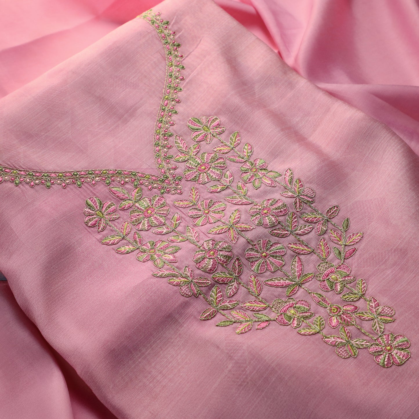 Baby Pink Silk Suit Set