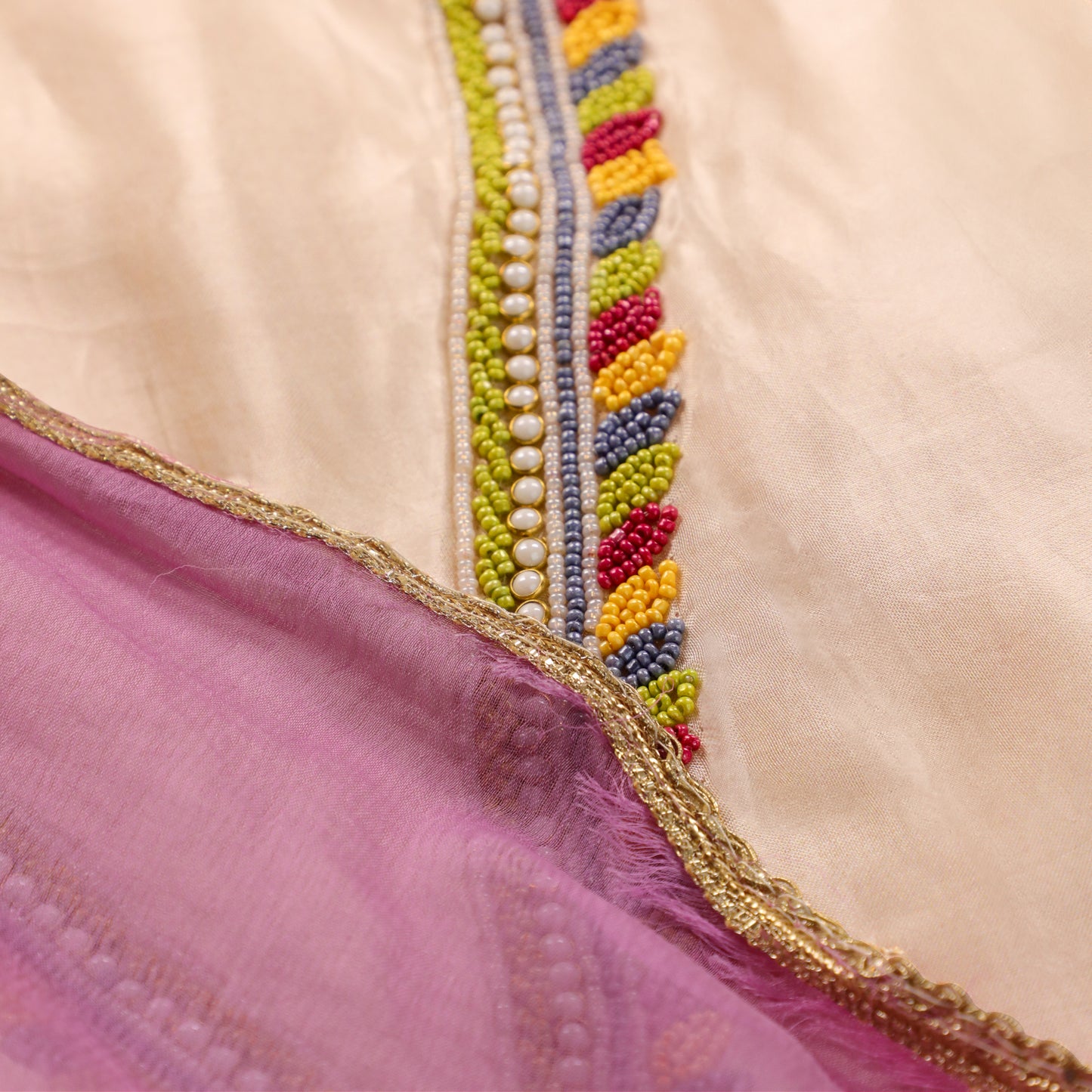 CHANDRIKA: Off White Organza Kurta Suit Set 