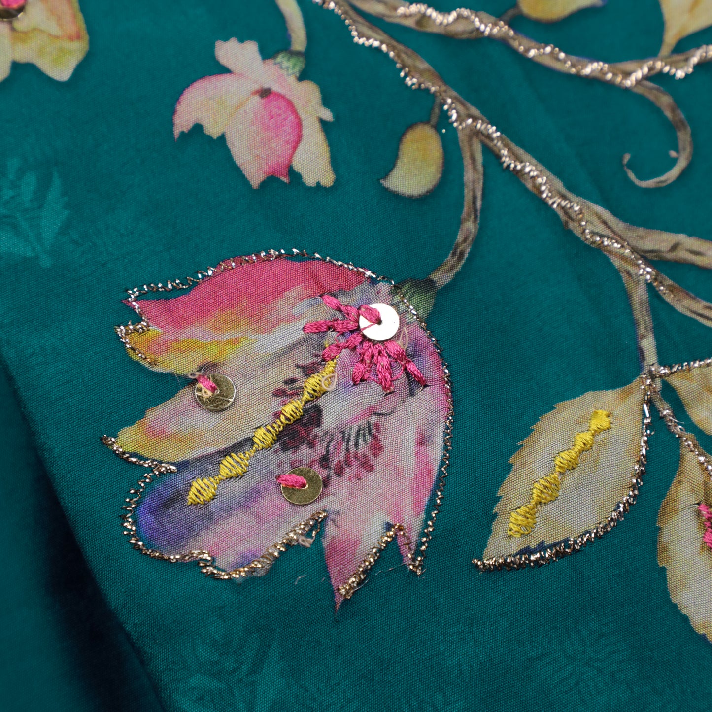 Peacock Green Muslin Silk Suit Set - Anilaa