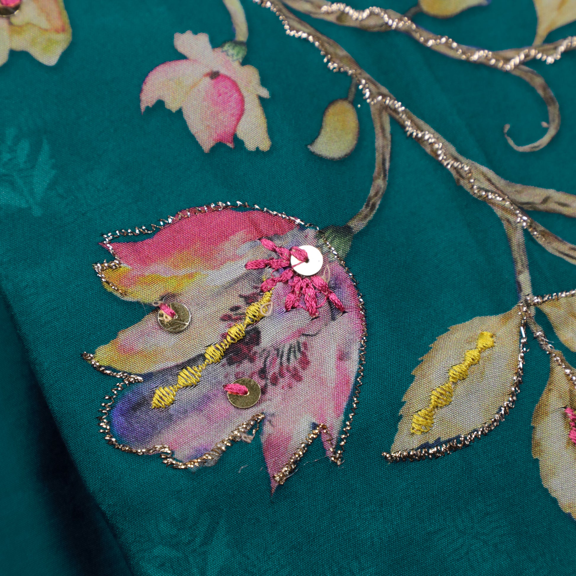 Peacock Green Muslin Silk Suit Set - Anilaa