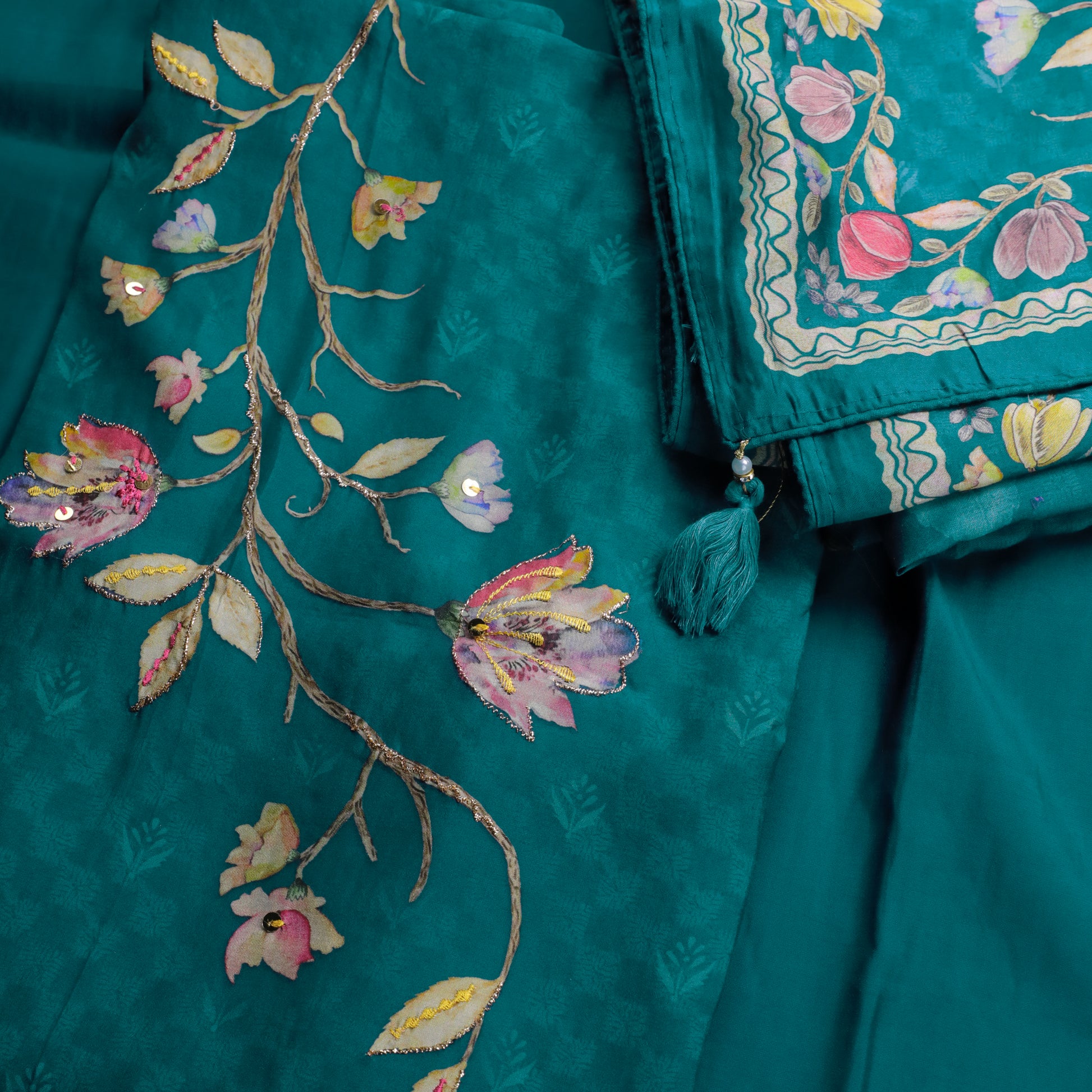 Peacock Green Muslin Silk Kurta Set
