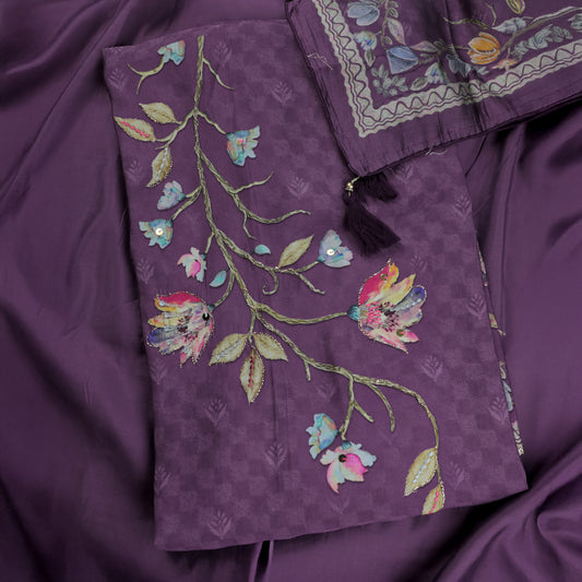 BHOOMIKA – Purple Muslin Silk Suit Set
