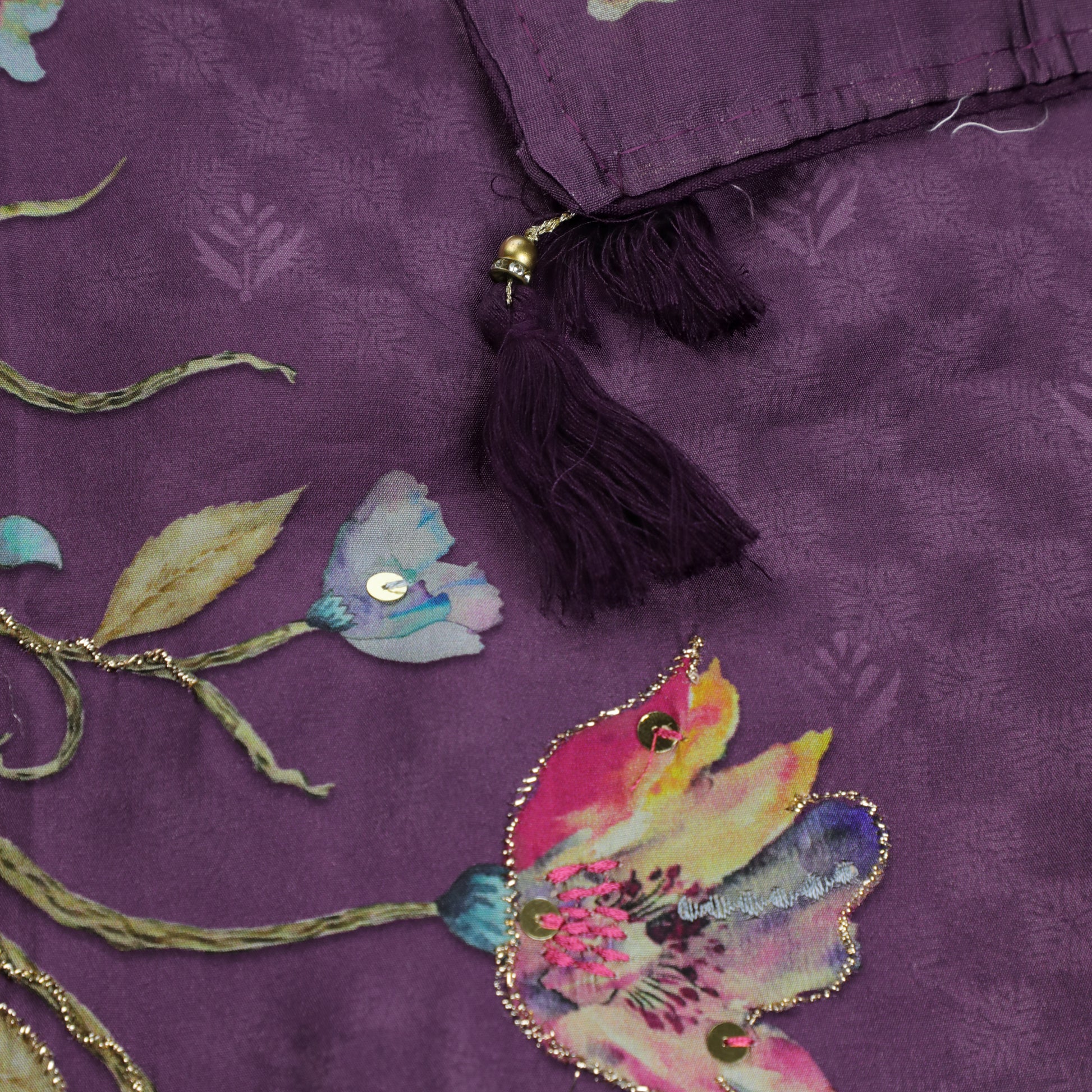 Purple Muslin Silk Kurta Set