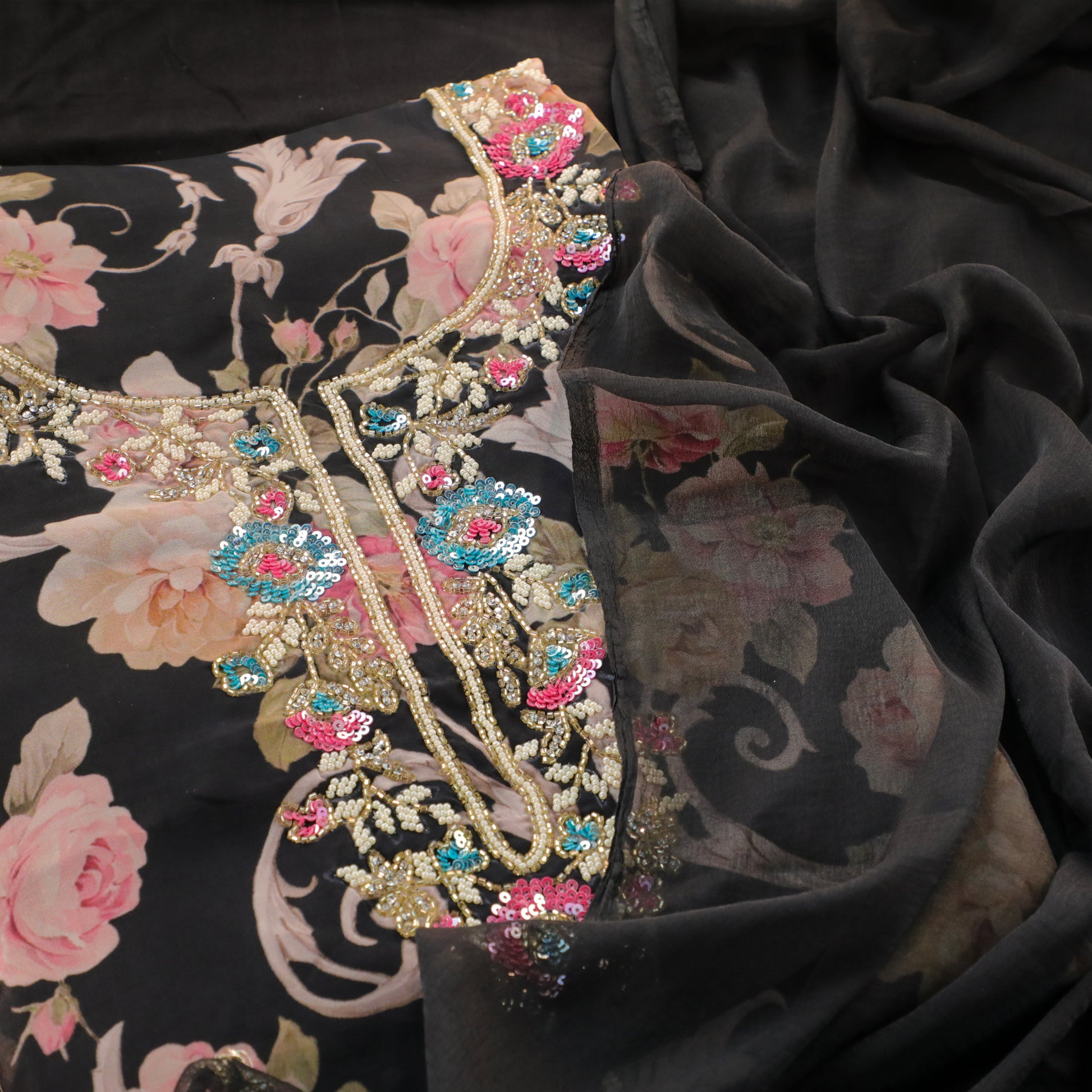 Black Organza Suit Set