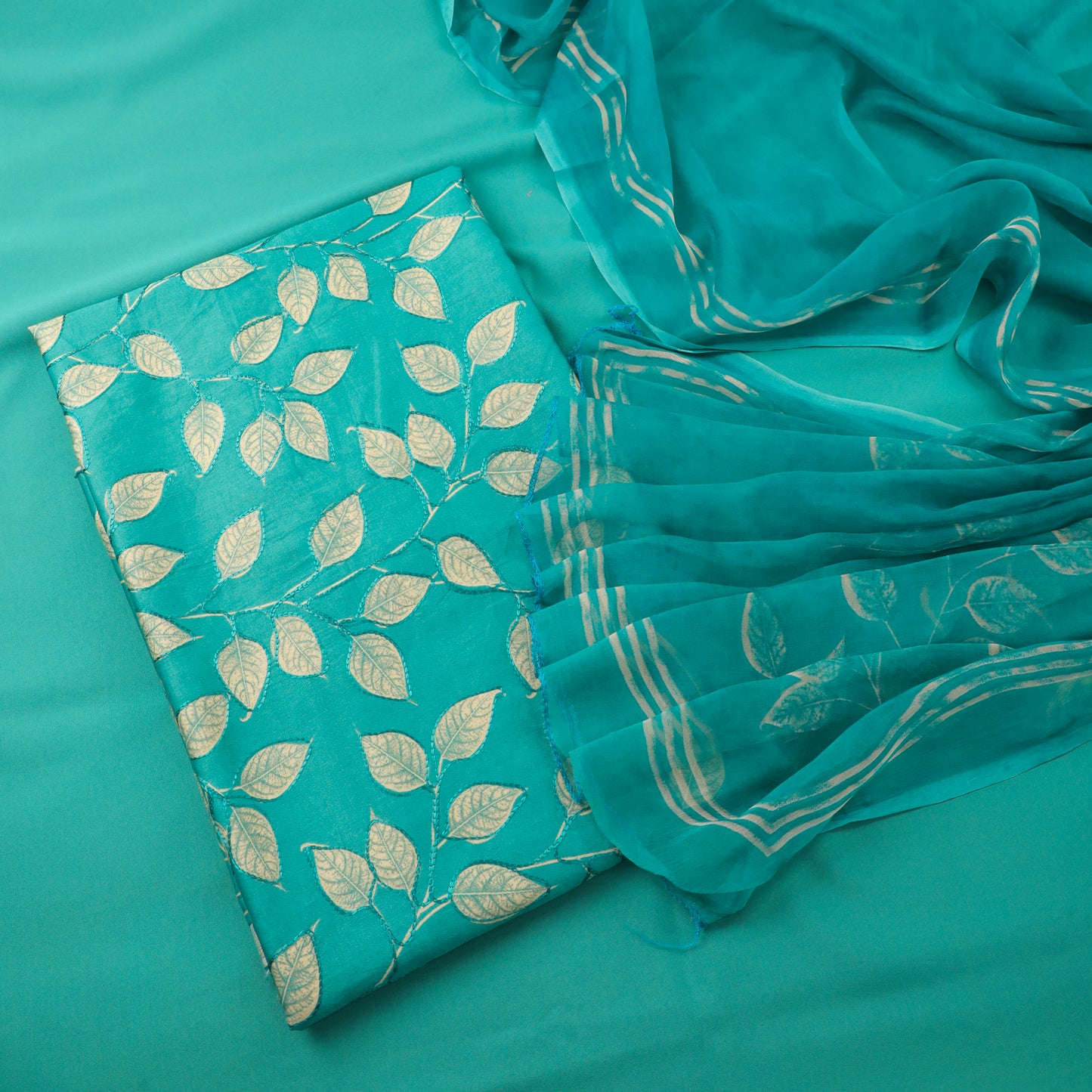 Green Muslin Silk Suit Set