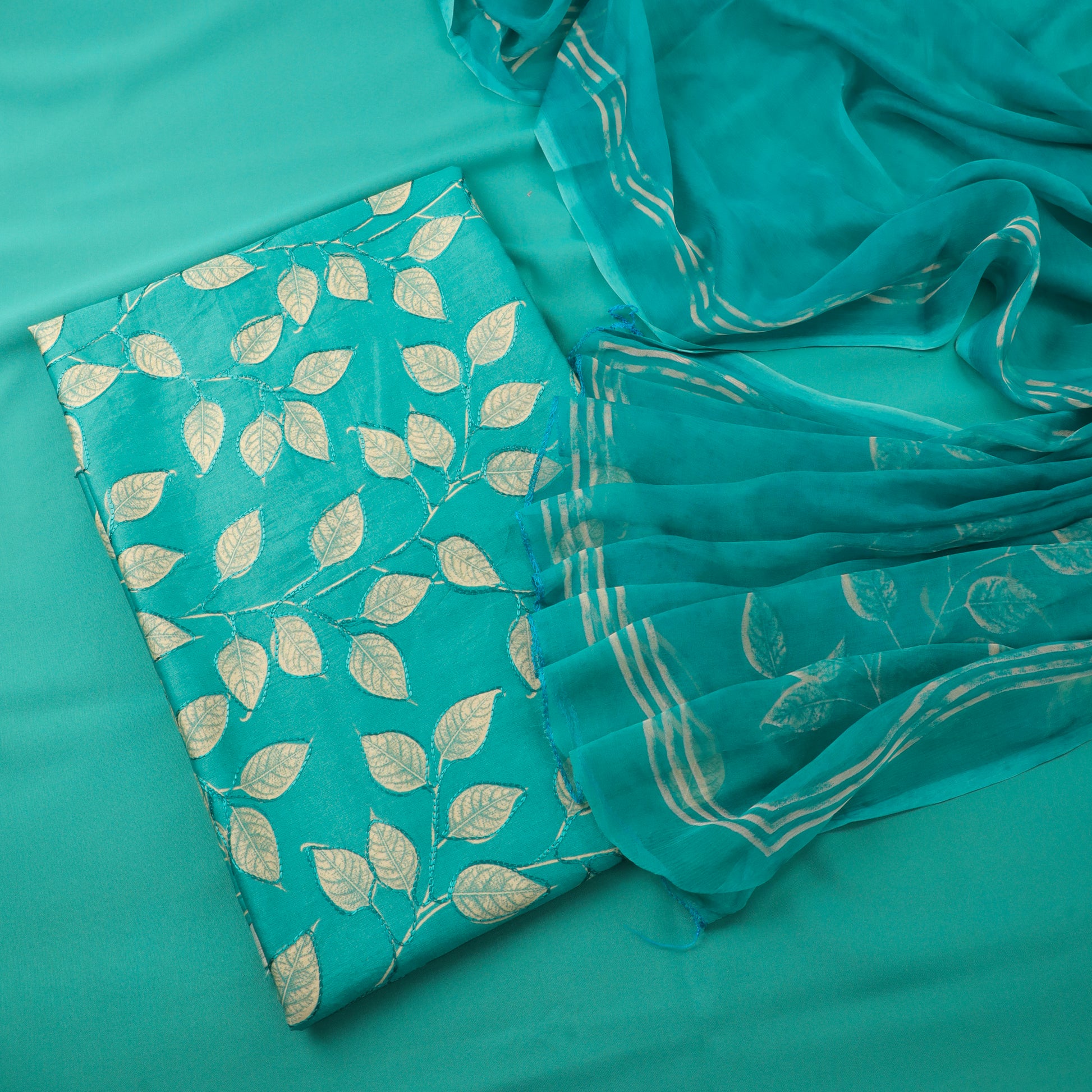 Green Muslin Silk Suit Set