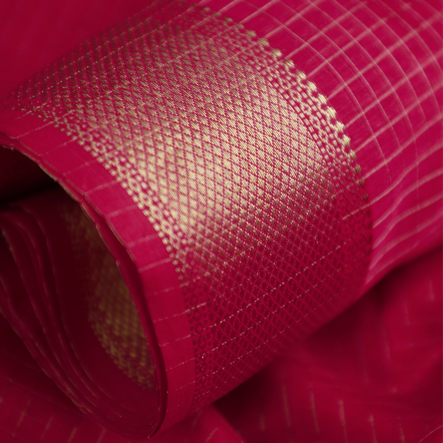 MEHAK - Dark Pink Cotton Silk Maheshwari Checked Saree
