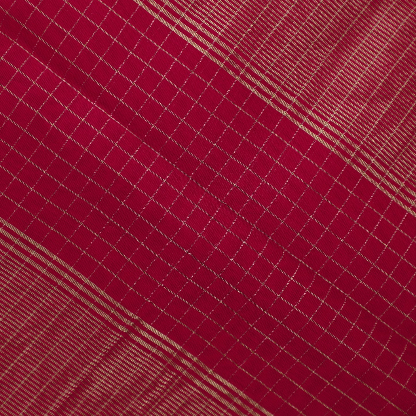 MEHAK - Dark Pink Cotton Silk Maheshwari Checked Saree
