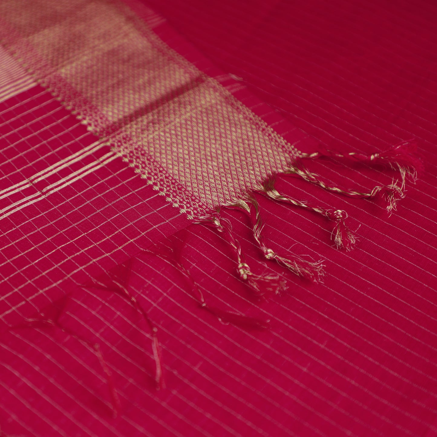 MEHAK - Dark Pink Cotton Silk Maheshwari Checked Saree